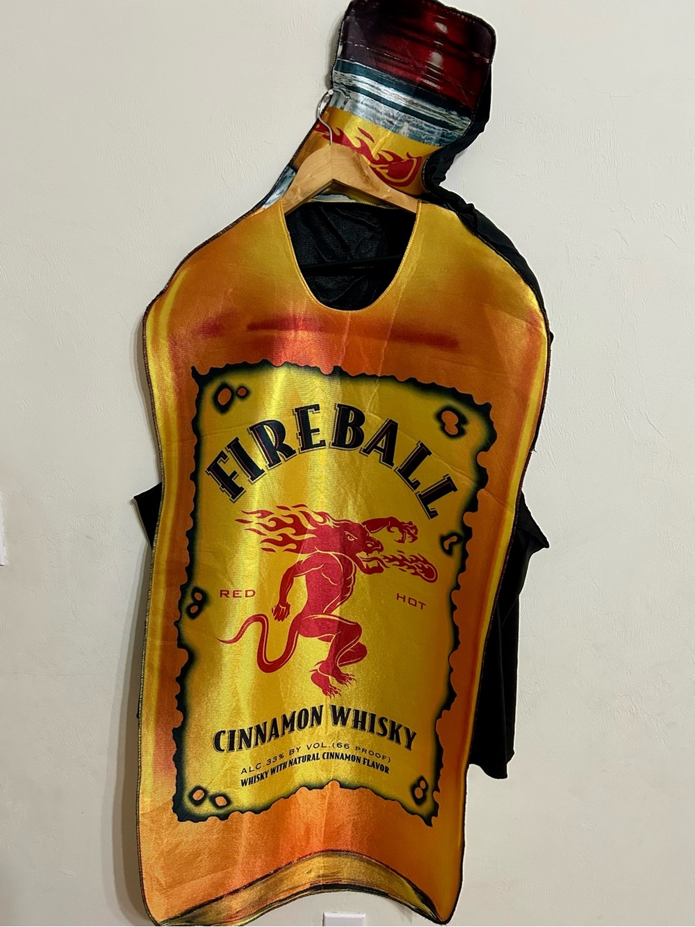Cinnamon Whisky Bottle Costume - Yellow/Red Party Outfit Onesize